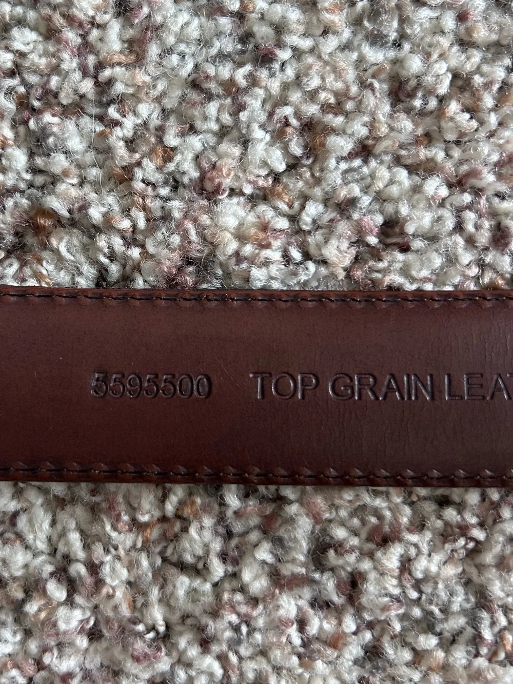 Mens Brown Genuine GrainLeather Belt with Contrast Stitching Size 44